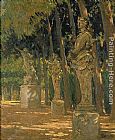 James Carroll Beckwith Famous Paintings - Carrefour at the End of the Tapis Vert, Versailles